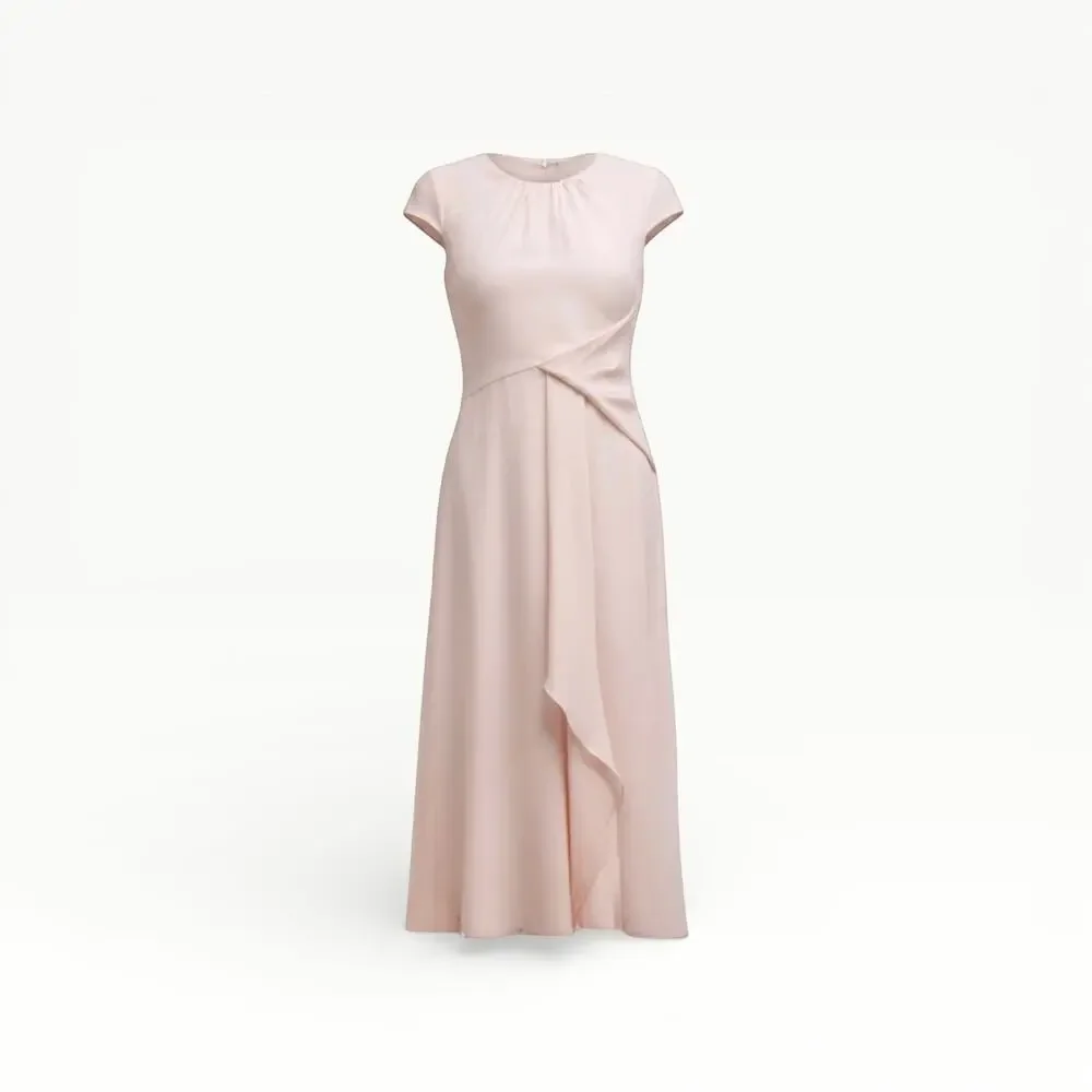Vince Camuto Cap Sleeve Midi Dress In a Pretty Pale Blush - Size 10, NWOT